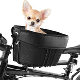 Panier à vélo en cuir noir pour chien - Sérénité-Canine